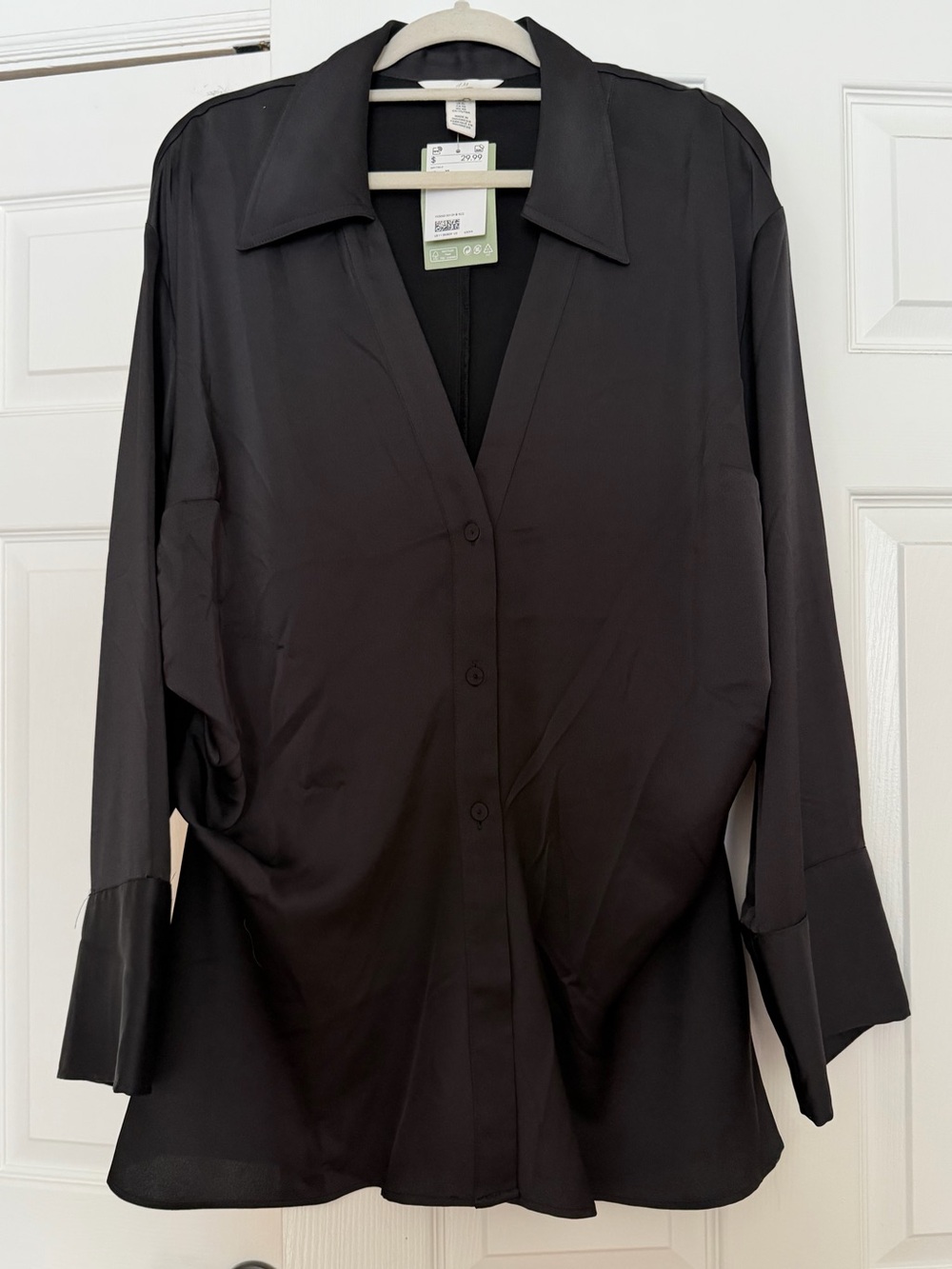 H&M Black Blouse with Button Front